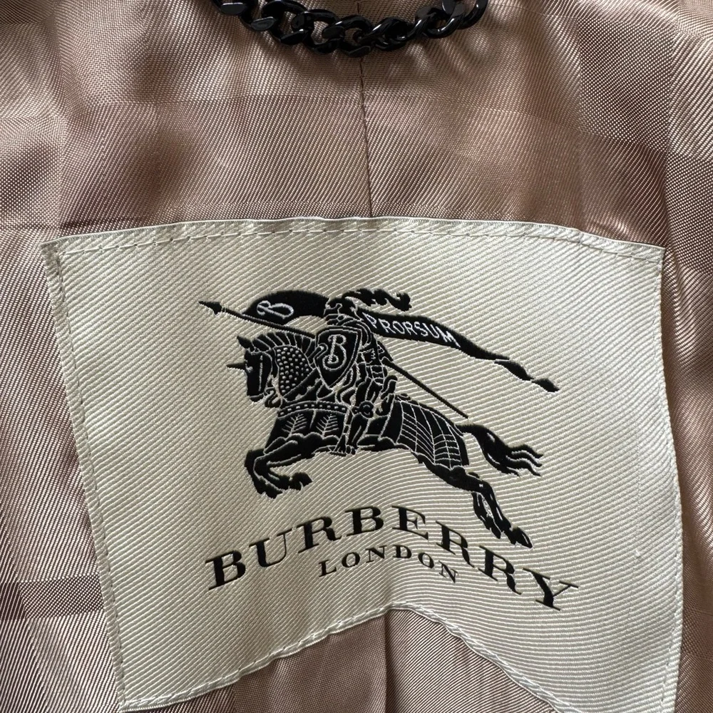 Burberry London Size US 8 Littleton Wool Cashmere Peplum Short Trench, Camel - Picture 7 of 15